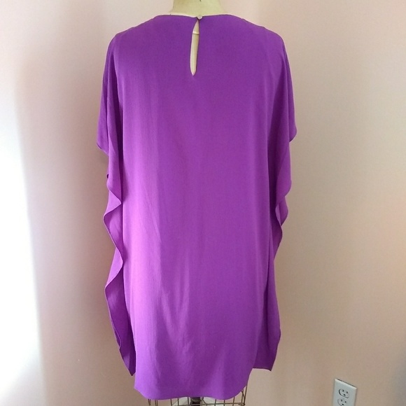 Halston Cocoon Dress Jewel Tone Flutter Sleeve NWT - Picture 5 of 6